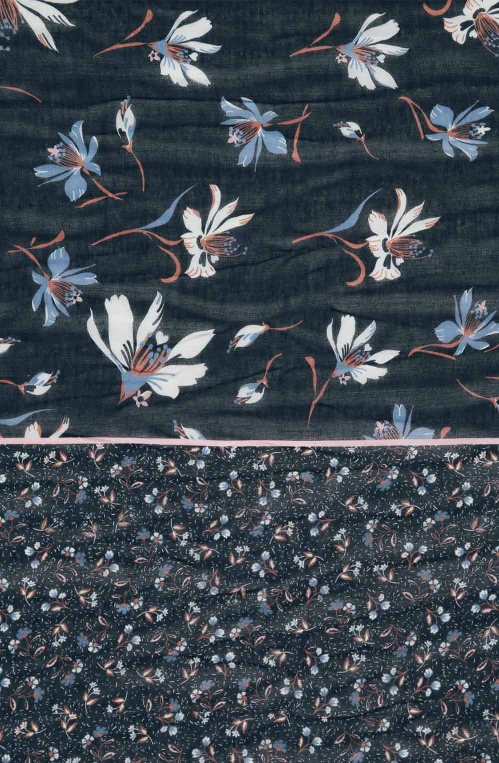 Navy Floral Scarf