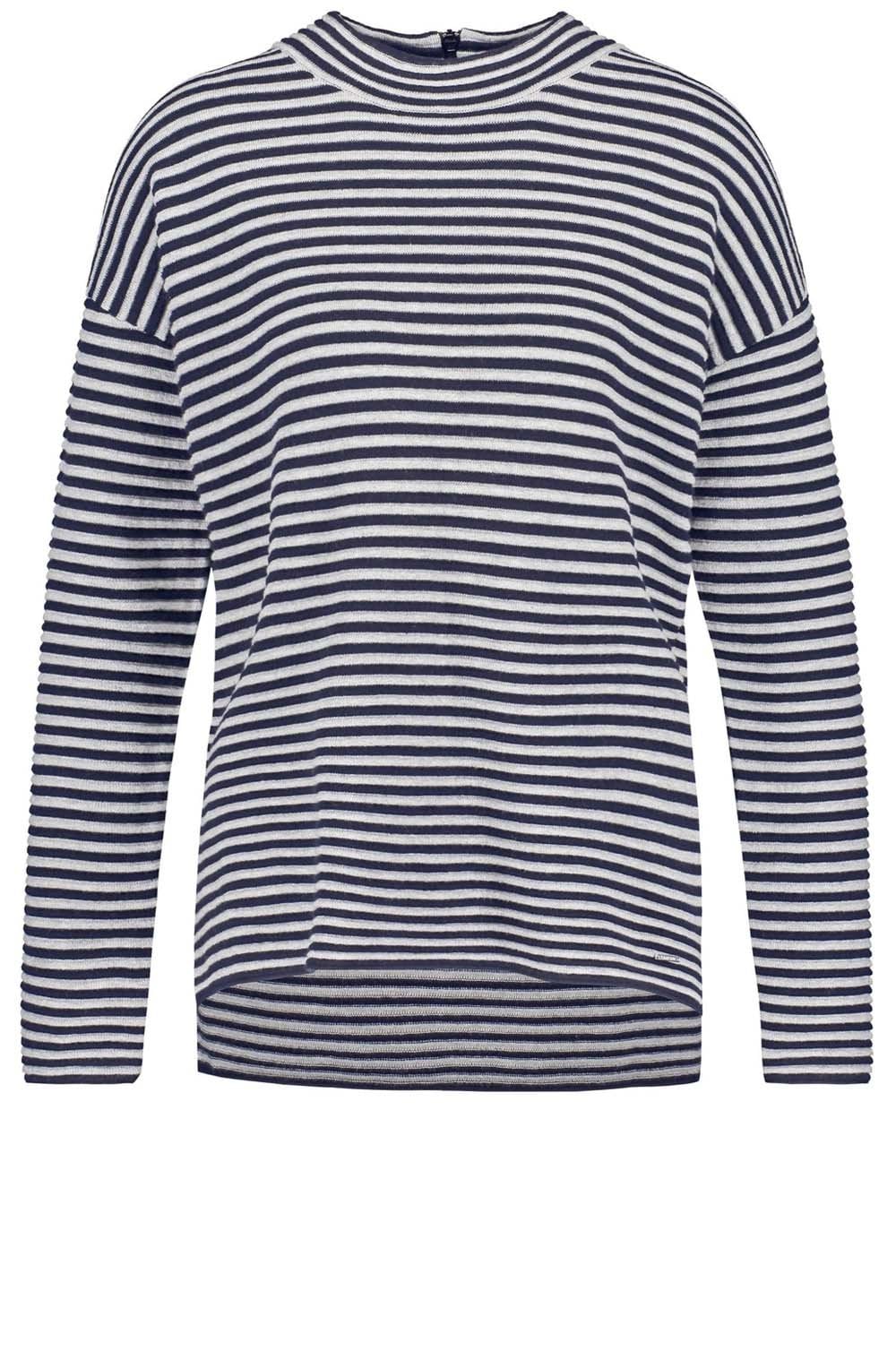Navy & Grey Striped Top