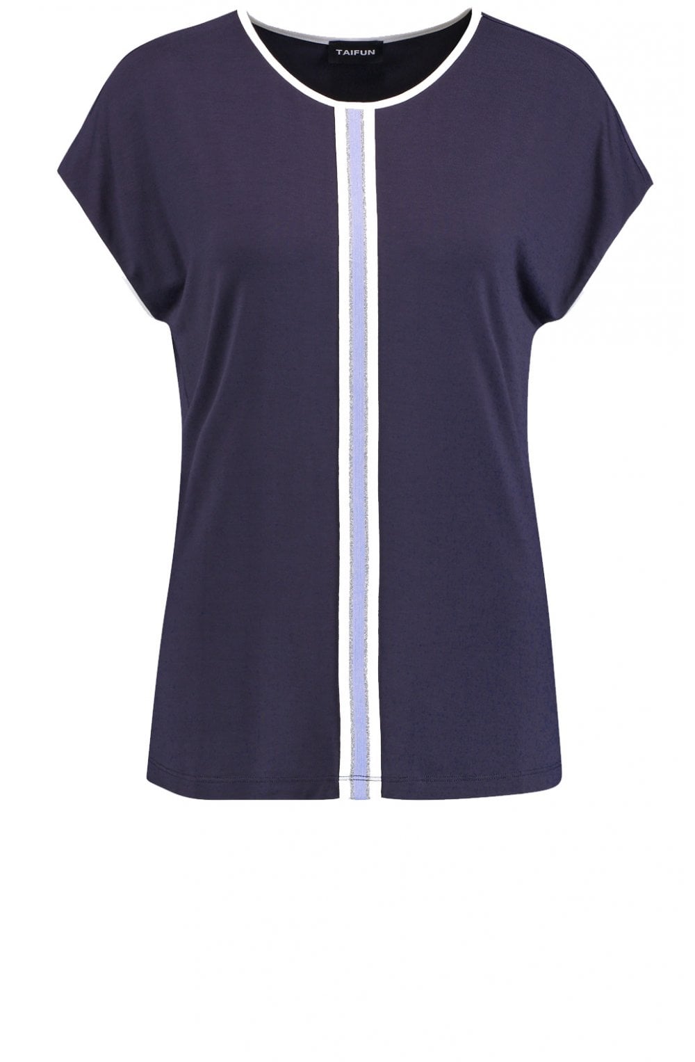 Navy Jersey White Edged Top
