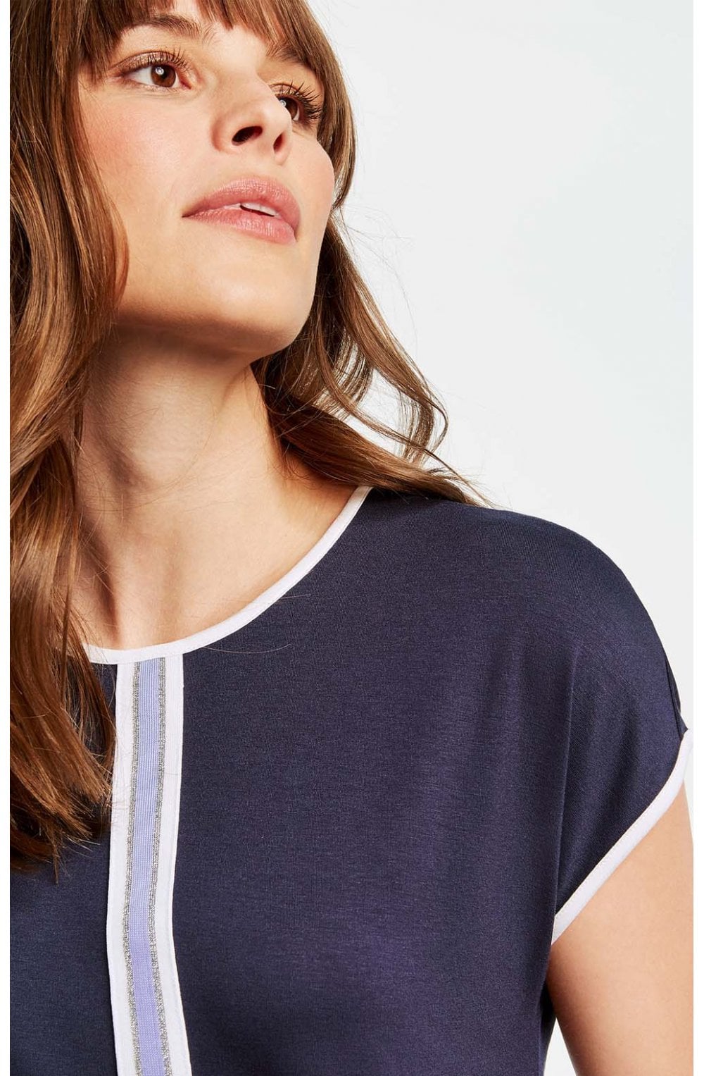 Navy Jersey White Edged Top