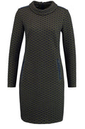 Navy & Khaki Embossed Dress