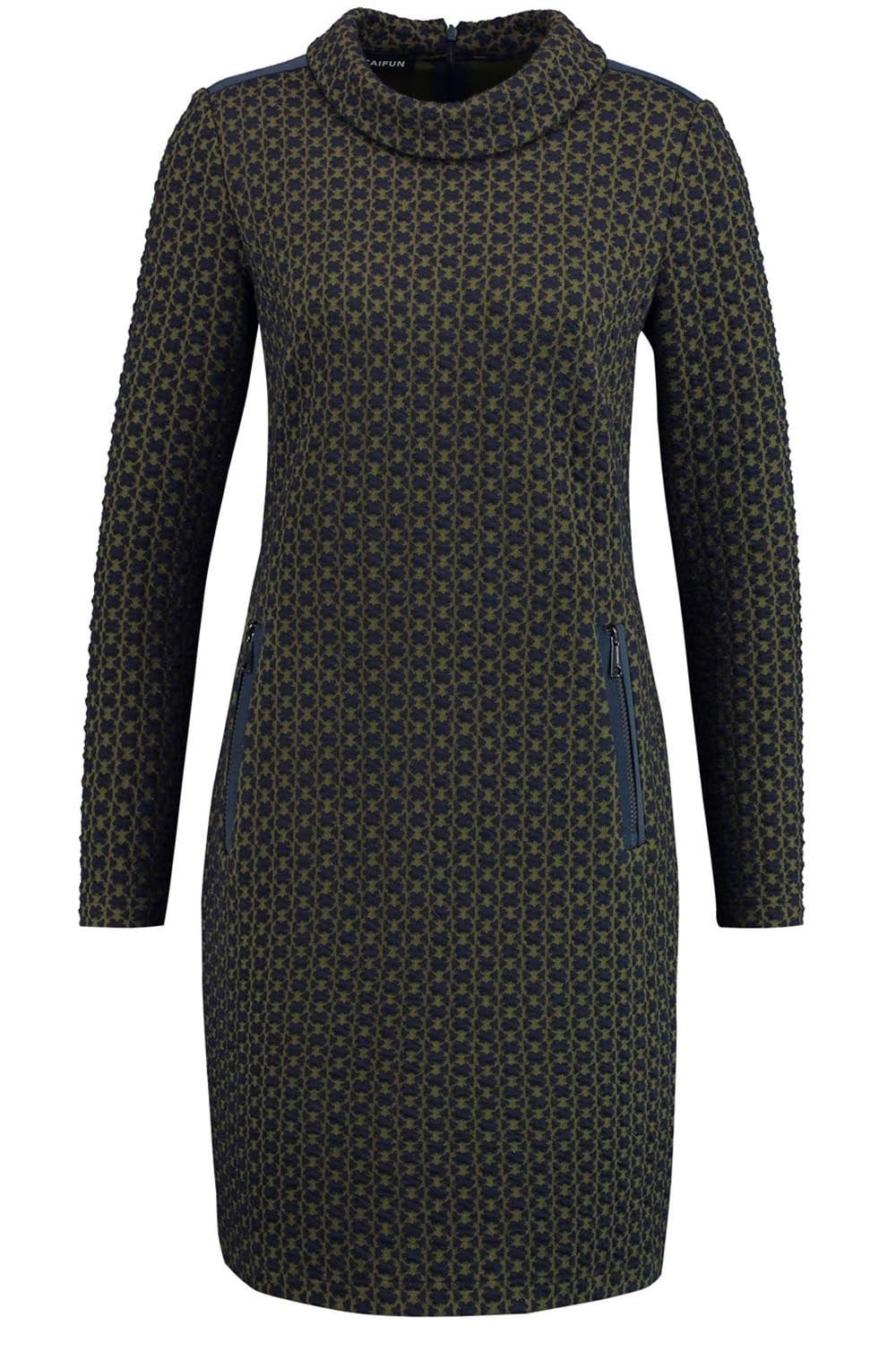 Navy & Khaki Embossed Dress