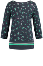 Navy Patterned Jersey Top
