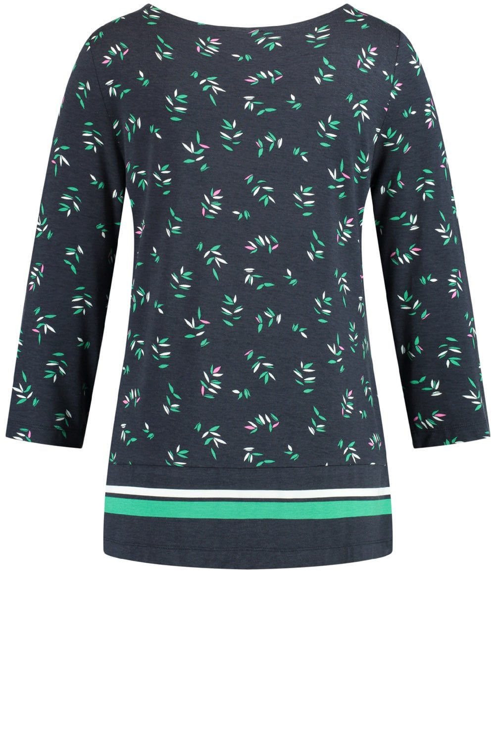 Navy Patterned Jersey Top