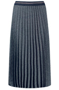Navy Pleated A Line Skirt