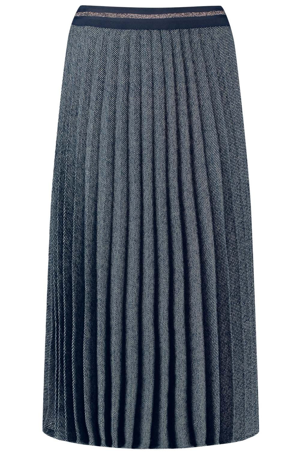 Navy Pleated A Line Skirt