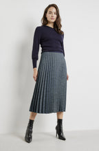 Navy Pleated A Line Skirt