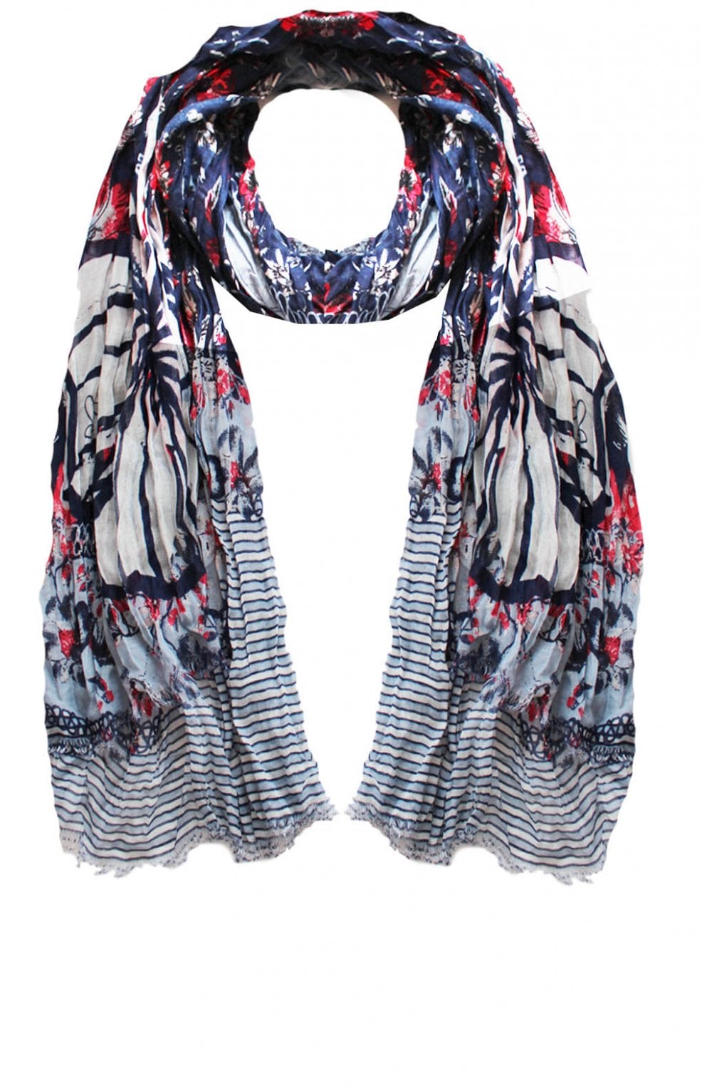 Navy & Red Floral Scarf