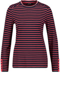 Navy & Red Striped Jersey Top
