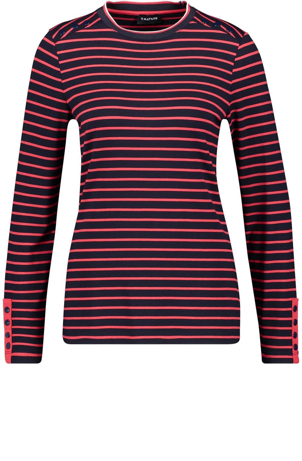 Navy & Red Striped Jersey Top