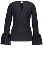 Navy Ribbed Bell Sleeve Top