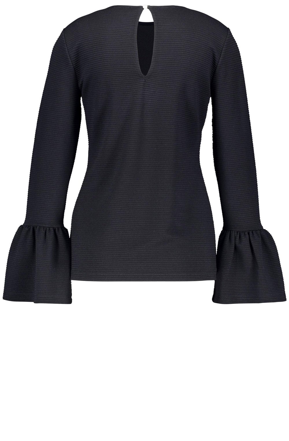 Navy Ribbed Bell Sleeve Top
