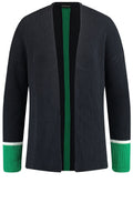 Navy Ribbed Knit Cardigan