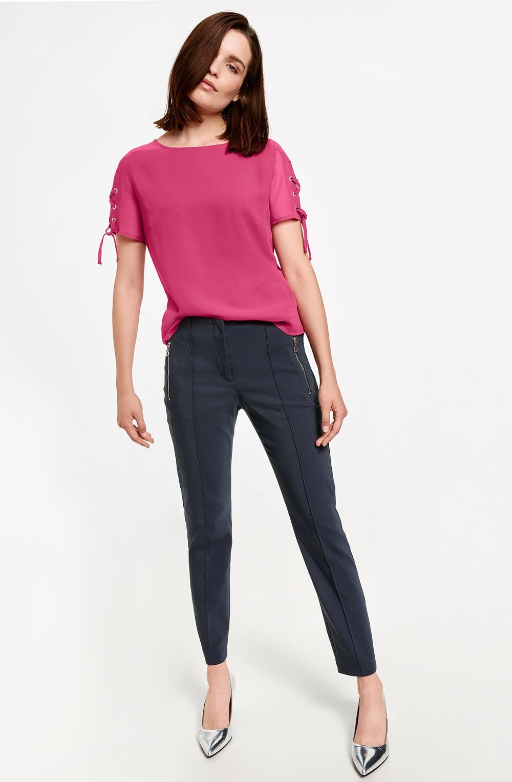 Navy Slim Leg Trousers