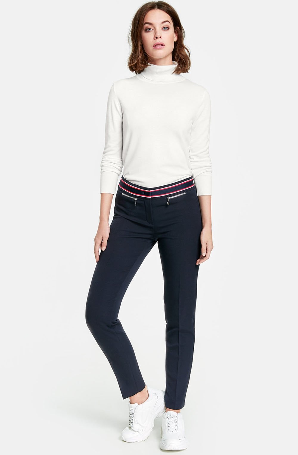 Navy Slim Leg Trousers