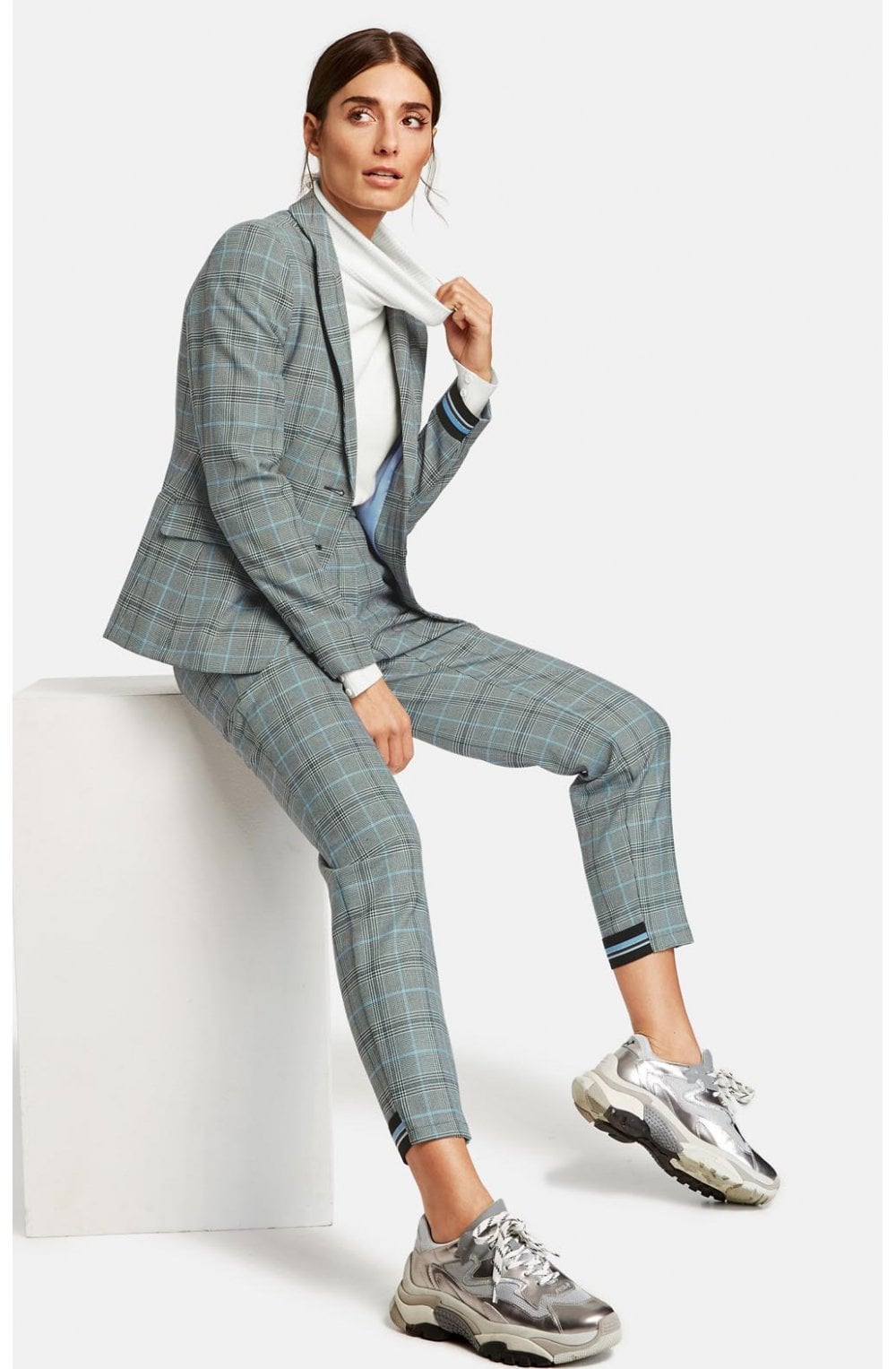 Navy & White Check Jacket