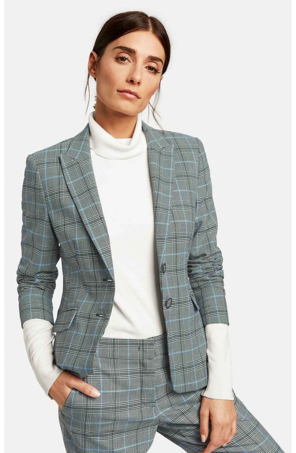 Navy & White Check Jacket