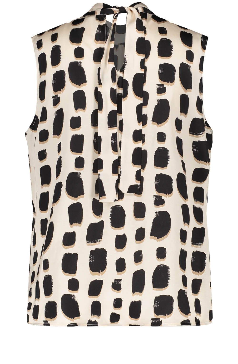Oatmeal High Neck Bold Print Silky Blouse