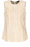 Oatmeal Sleeveless Blouse with Fringing