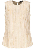 Oatmeal Sleeveless Blouse with Fringing