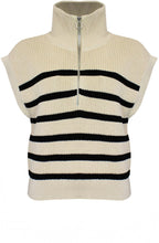 Oatmeal Sleeveless Zip Neck Jumper