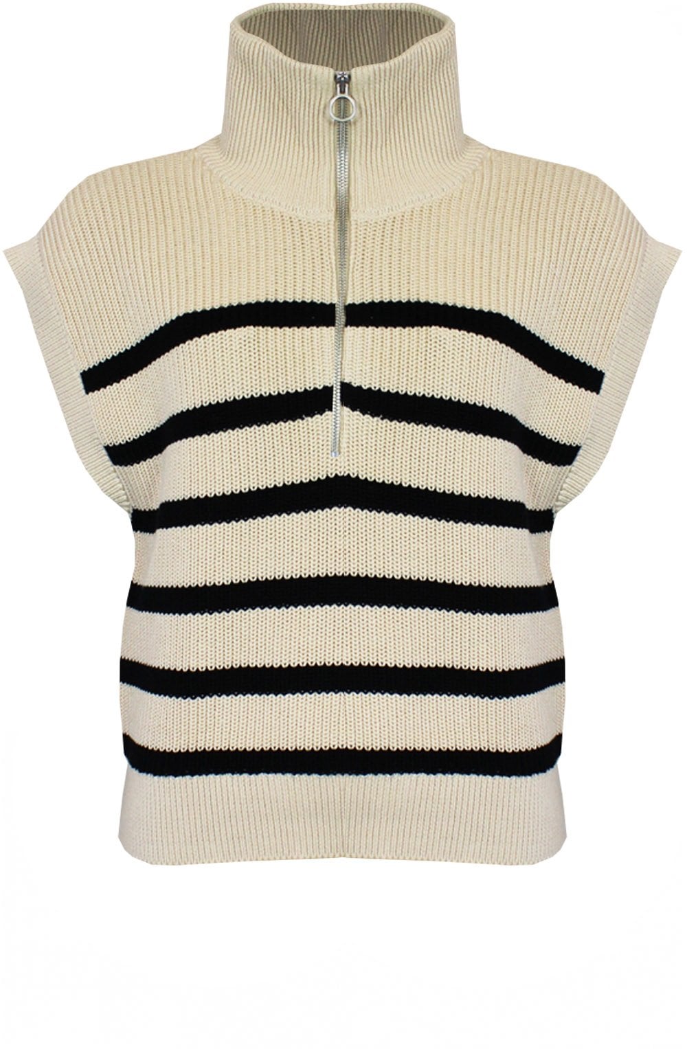 Oatmeal Sleeveless Zip Neck Jumper