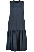 Obsidian Blue Flounce Hem Midi Dress