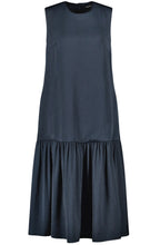 Obsidian Blue Flounce Hem Midi Dress