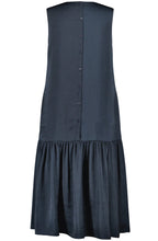 Obsidian Blue Flounce Hem Midi Dress
