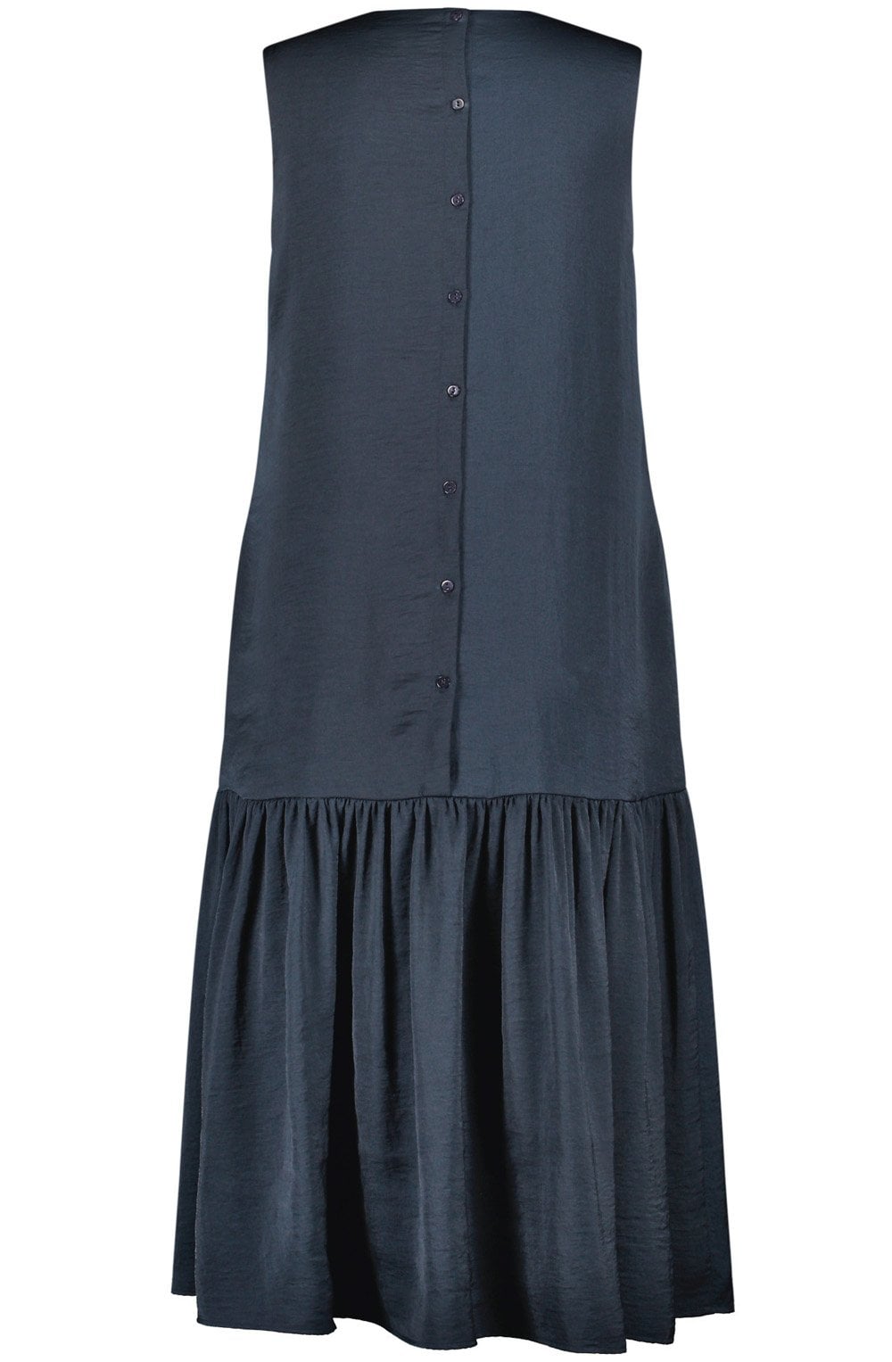 Obsidian Blue Flounce Hem Midi Dress