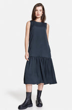Obsidian Blue Flounce Hem Midi Dress