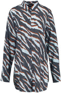 Obsidian Blue Mixed Print Button up Blouse