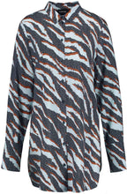 Obsidian Blue Mixed Print Button up Blouse