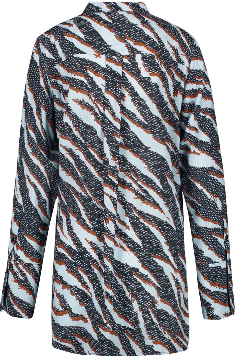 Obsidian Blue Mixed Print Button up Blouse