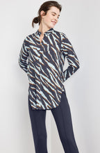 Obsidian Blue Mixed Print Button up Blouse