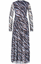 Obsidian Blue Mixed Print Sheer Sleeve Dress