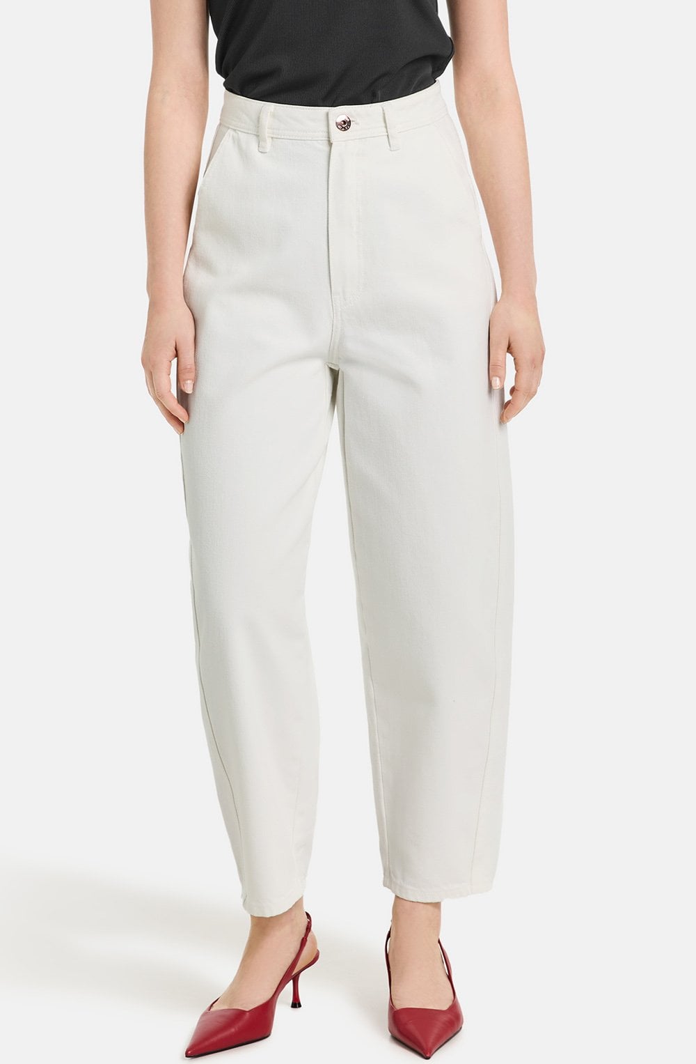 Off White Length Tapered Jeans