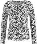 Off White and Black Abstract Print Jersey Top