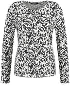 Off White and Black Abstract Print Jersey Top