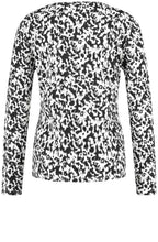 Off White and Black Abstract Print Jersey Top