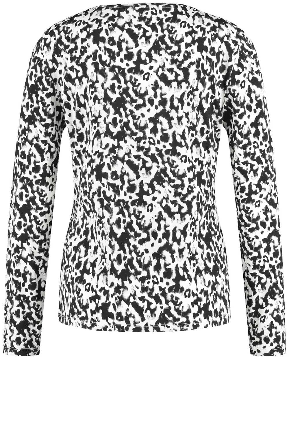 Off White and Black Abstract Print Jersey Top