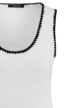 Off White and Black Embroidery Vest Top