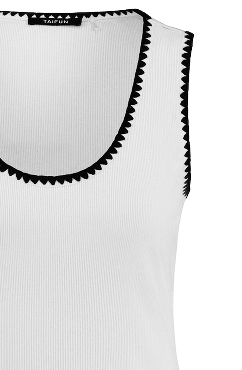 Off White and Black Embroidery Vest Top