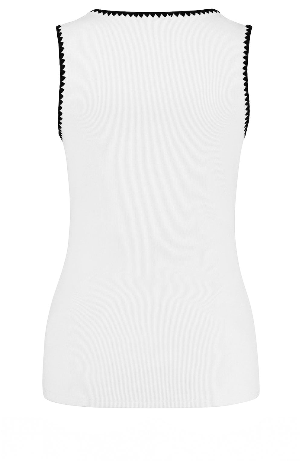 Off White and Black Embroidery Vest Top