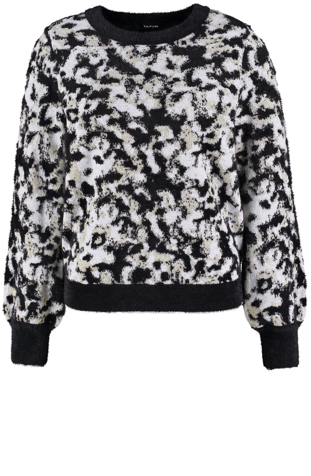 Off White and Black Fluffy Detail Jumper