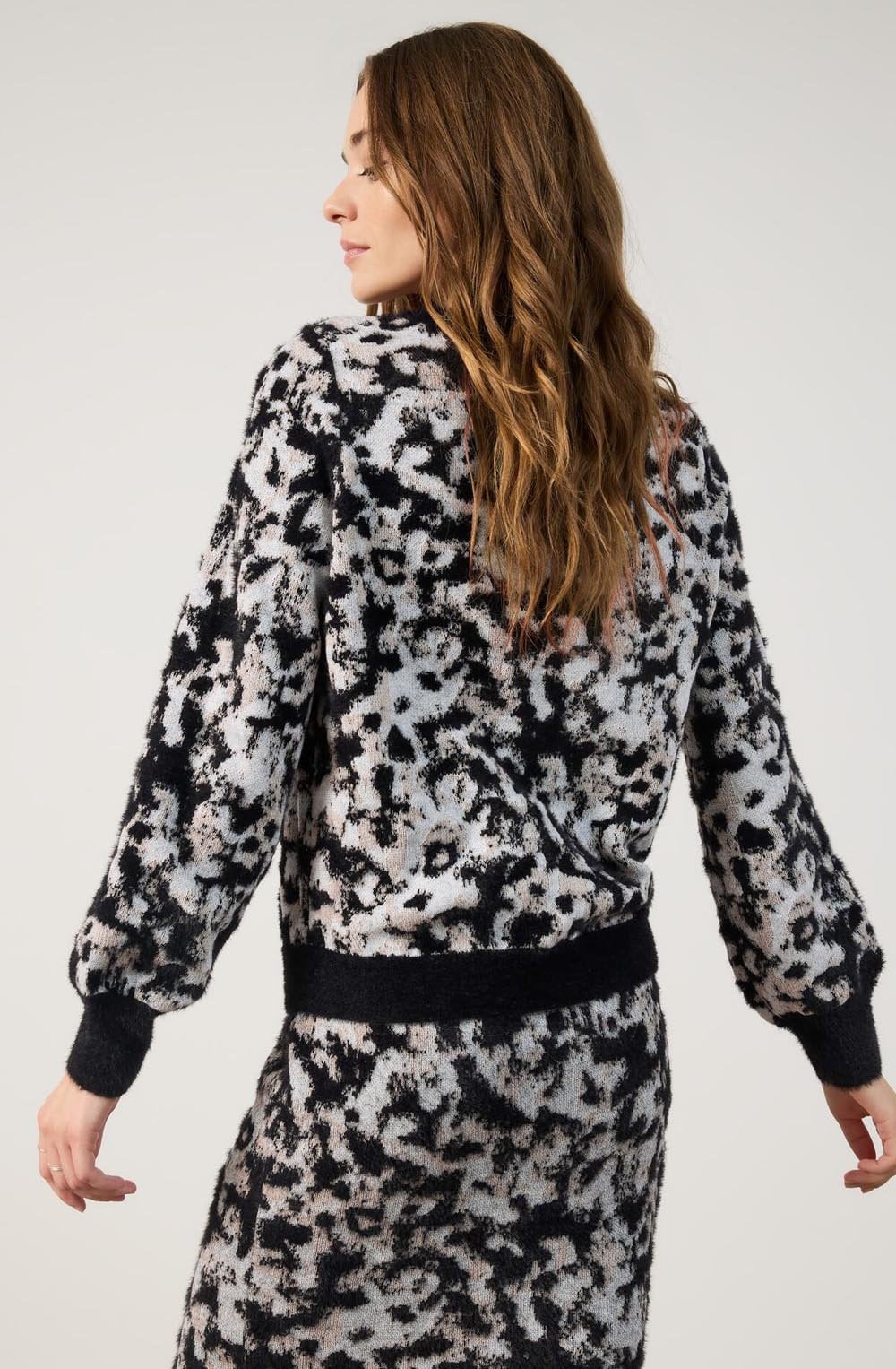 Off White and Black Fluffy Detail Jumper