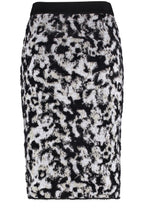 Off White and Black Jacquard Midi Skirt