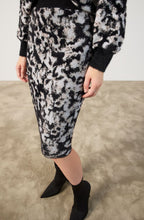 Off White and Black Jacquard Midi Skirt