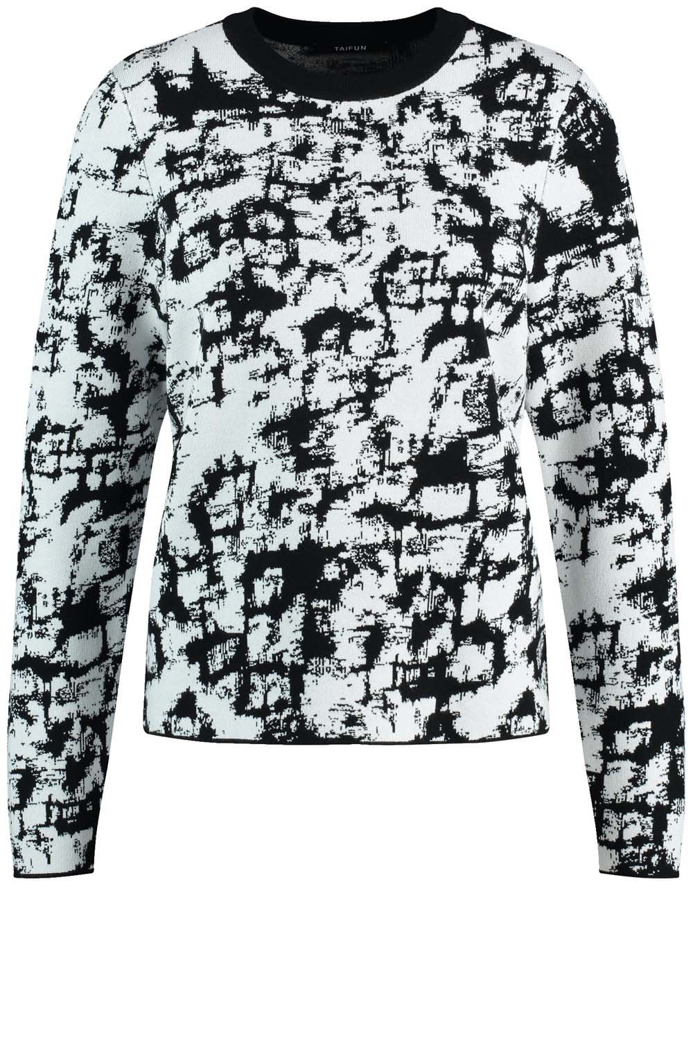 Off White and Black Jacquard Sweater