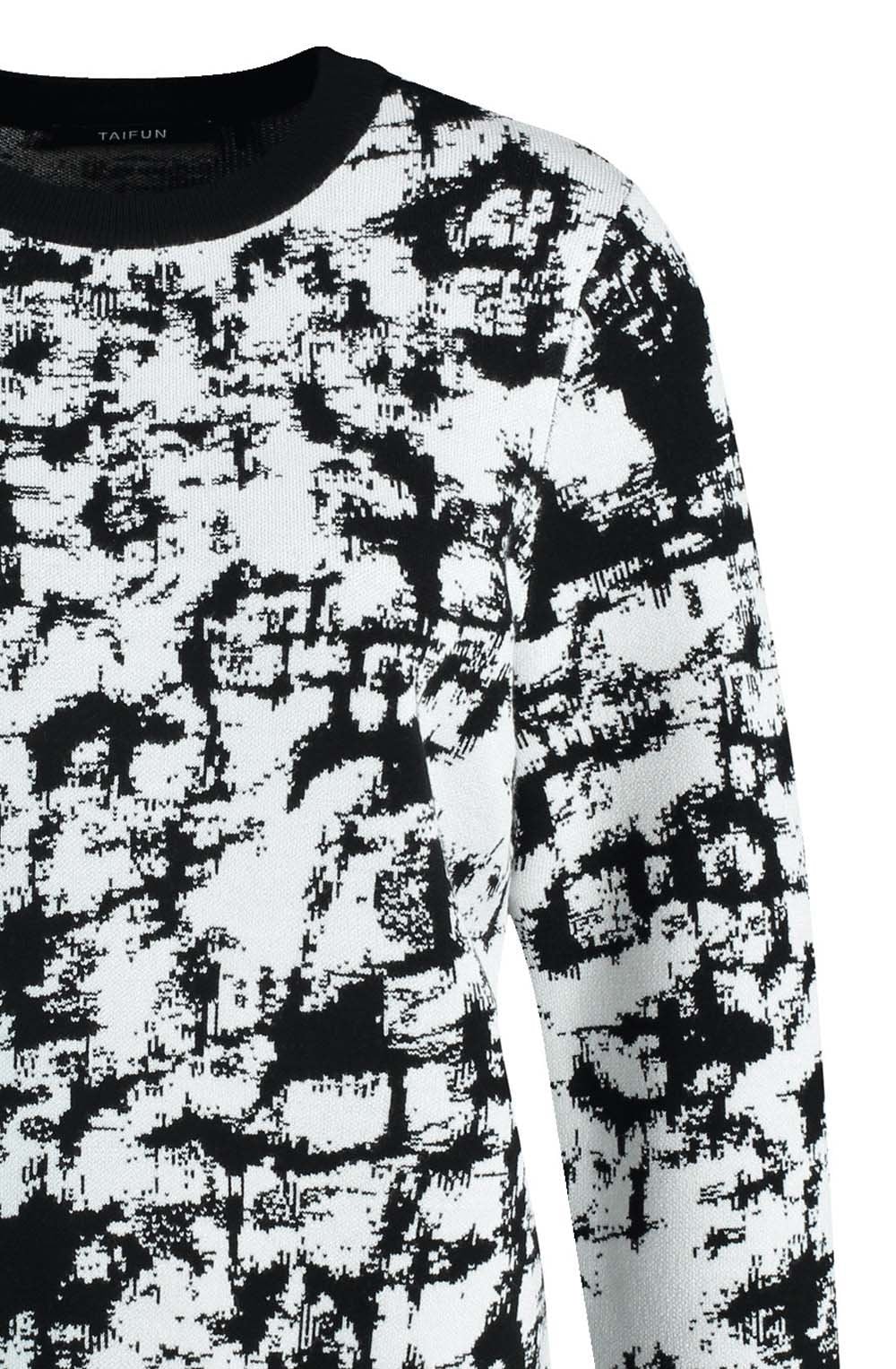 Off White and Black Jacquard Sweater